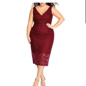 NWT City Chic All Class Dress Dark Cherry L 20